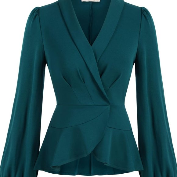GRACE KARIN Dames tops ruches korte mouw V-hals stropdas wrap tuniek tops casual losse zomer blouses voor dames, Wit, M